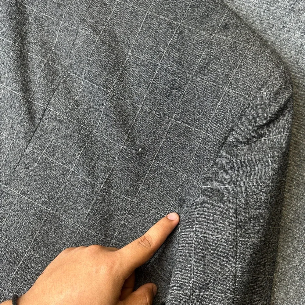 Banana Republic Blazer Mens 38S Gray Windowpane Wool Marzotto Italian Fabric